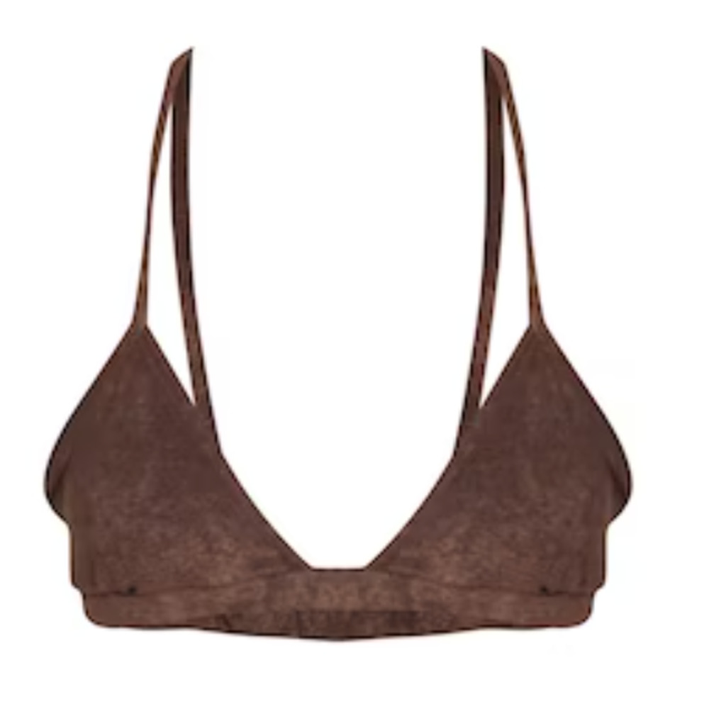 Pretty Little Thing Brown Towelling Bikini Top Size 6
